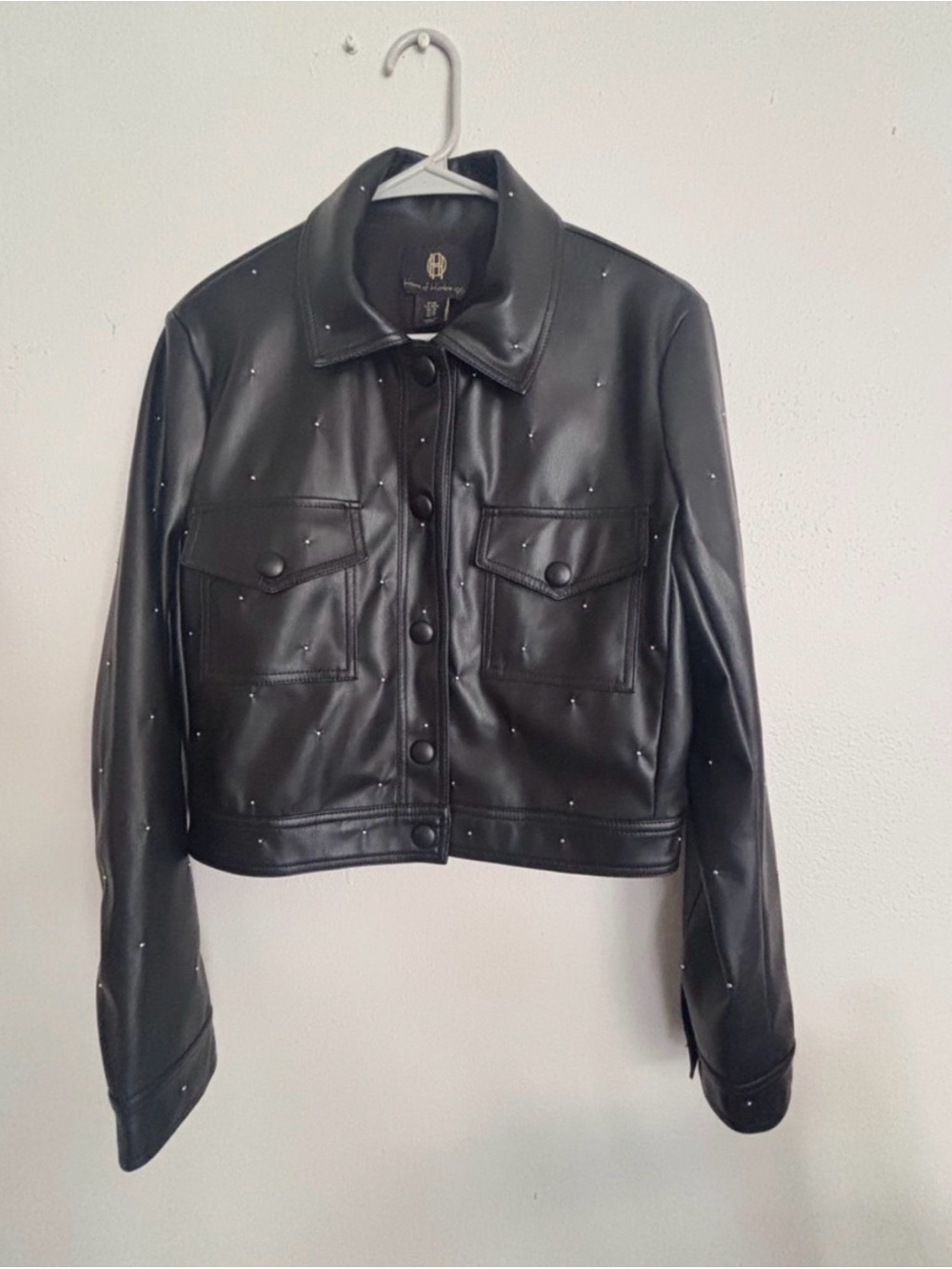 House of Harlow 1960 Black Faux Leather Studded Jacket